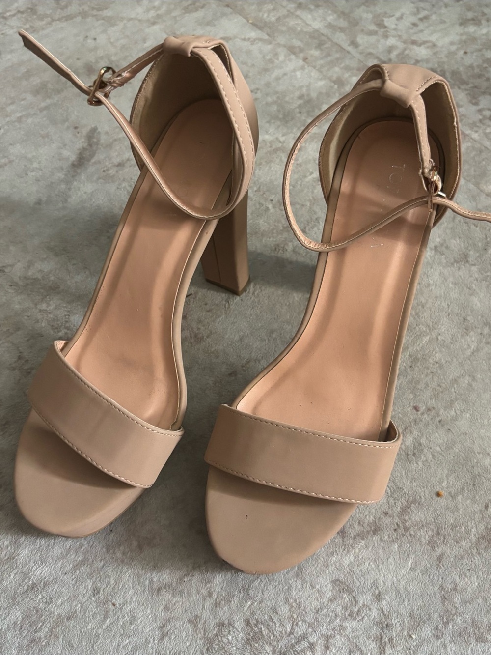 TOP Moda Nude Block Heel Ankle-Strap Sandals